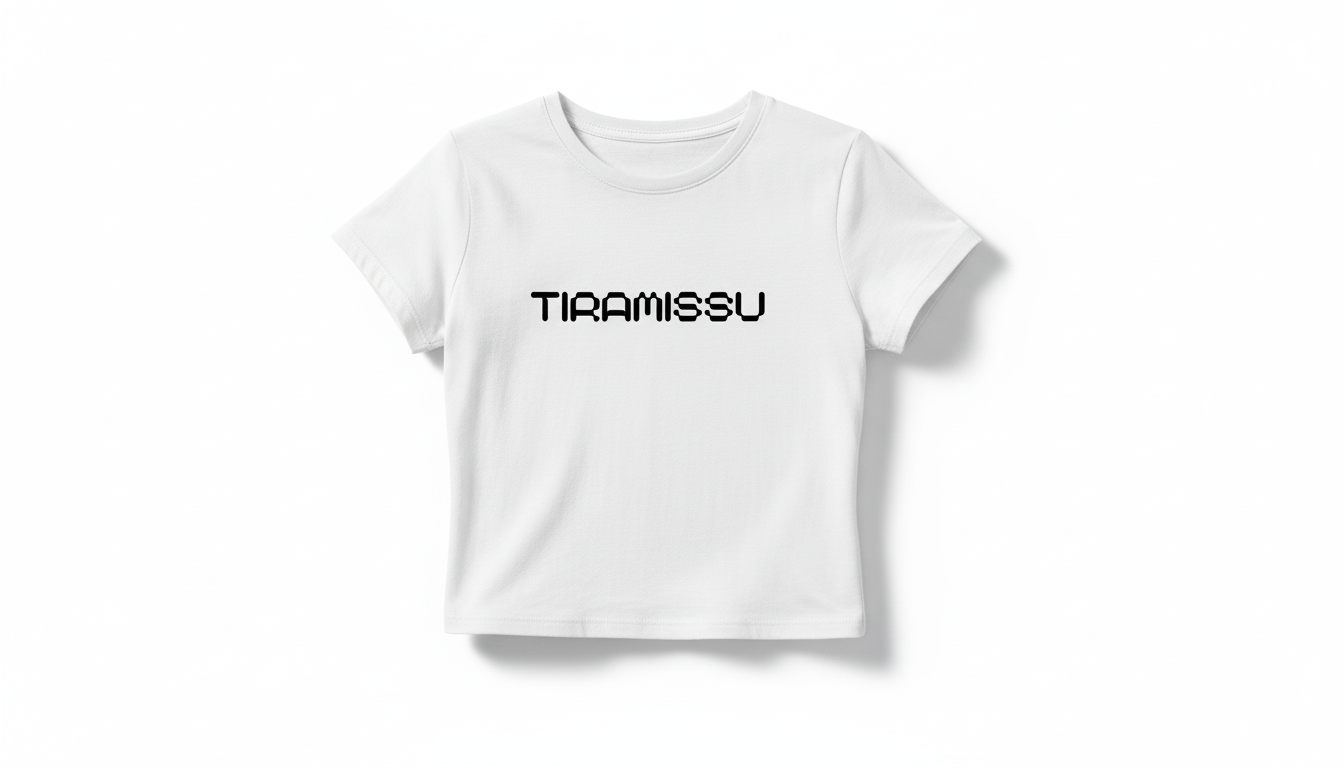 Tiramissu Women's Baby Tee — Retro Pixel Text Crop T-Shirt